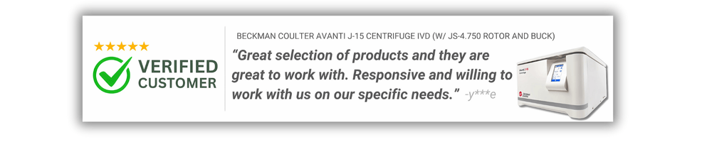 Rez_2 Customer Testimonial - Beckman Coulter Avanti J-15 Centrifuge IVD (w JS-4.750 rotor and buck)