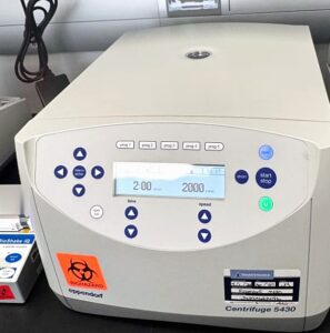 Eppendorf Centrifuge 5430 benchtop centrifuge, front view with control panel