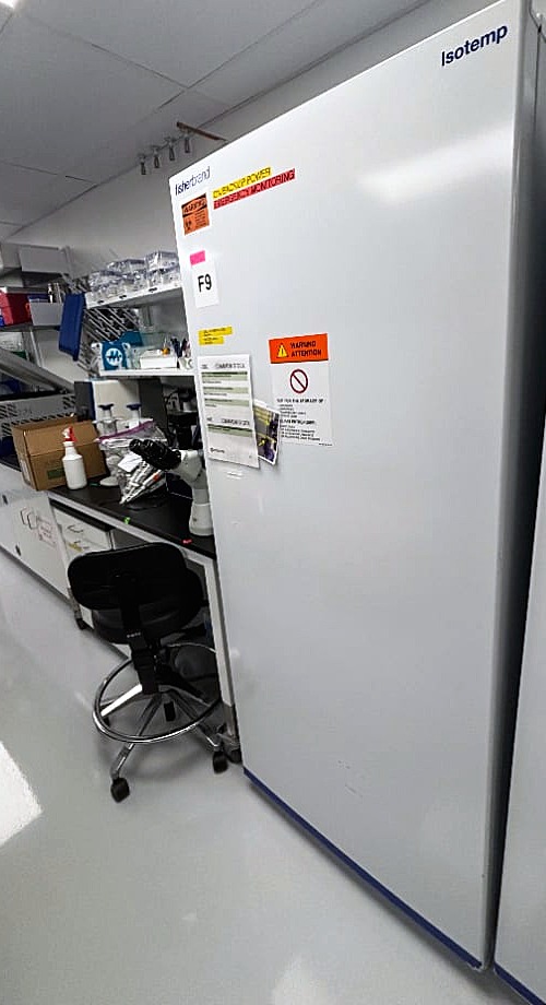 Fisherbrand Isotemp FBV20RPSA lab refrigerator, side angle
