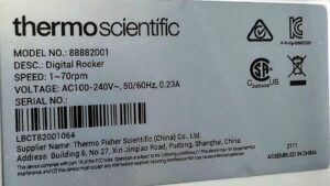 Thermo Scientific Digital Rocker 88882001 - data plate
